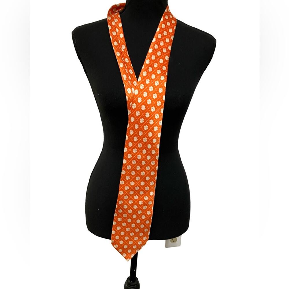 Varsity Orange Patterned Tie Paw Print